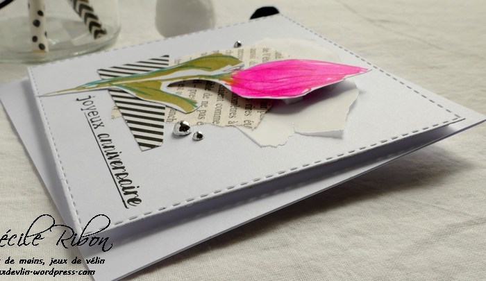 Carte d&rsquo;anniversaire – une tulipe&nbsp;griffonnée.