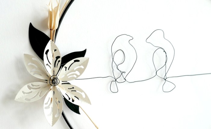 DT Farbton Papier : Couronne &laquo;&nbsp;couple d&rsquo;inséparables&nbsp;&raquo; en fil de&nbsp;fer