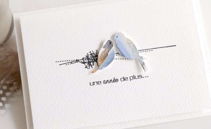 2 oiseaux pour une carte d’anniversaire minimaliste.
