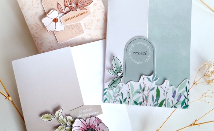 Simply Graphic : trio de cartes aux couleurs tendres