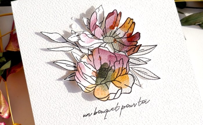 Simply Graphic : Carte colorée  &laquo;&nbsp;Un bouquet pour toi&nbsp;&raquo;