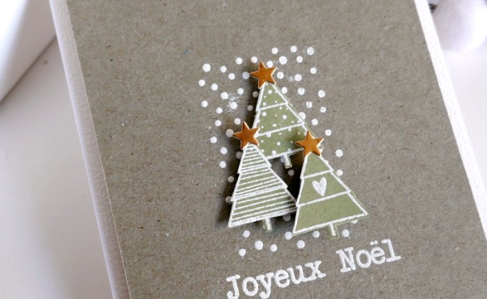 DT Farbton Papier : Trois sapins sous la neige (Carte de&nbsp;Noël).