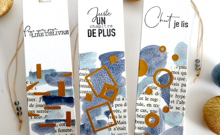 DT Farbton Papier – Trio de marque-pages (Aquarelle et pages de&nbsp;livre).