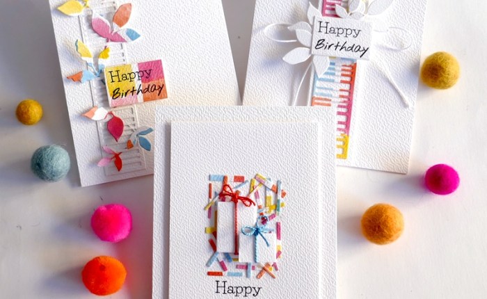 Farbton Papier : Trio de cartes d&rsquo;anniversaire hautes en&nbsp;couleurs.
