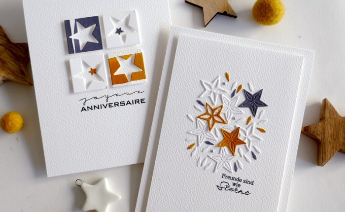 Farbton Papier : Deux cartes étoilées (Amitié et anniversaire).